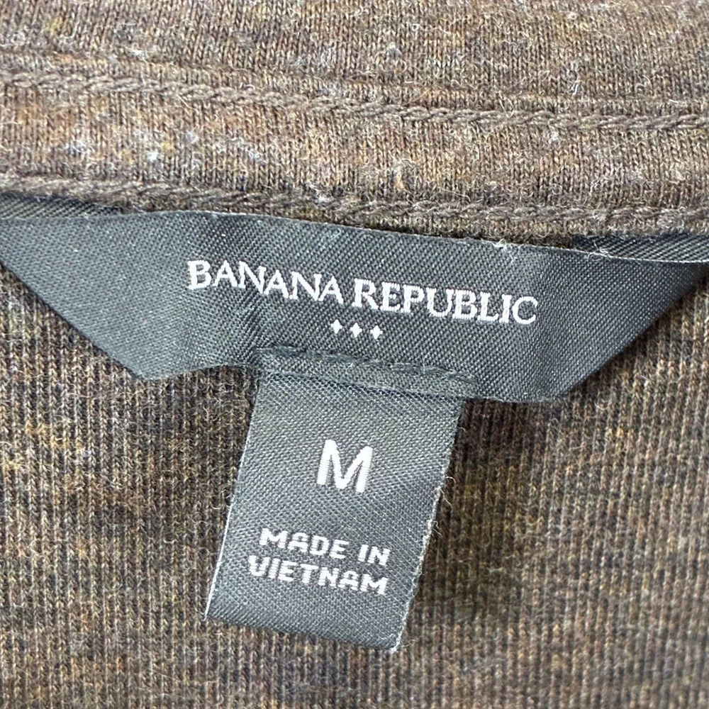 Banana Republic Ribbed Fleece Hoodie Mens M Brown Pullover Sweatshirt Casual